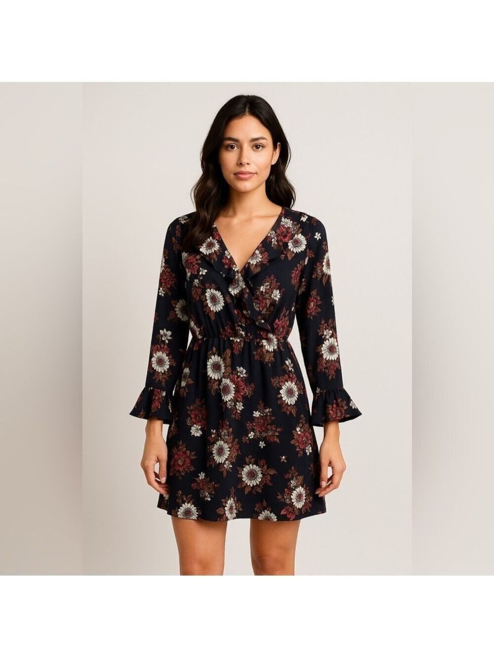Black Tape Floral Dress -Size S